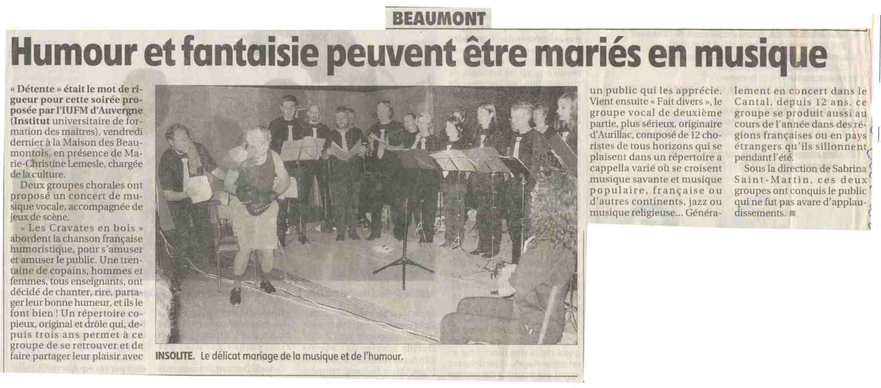 La Montagne - Compte-rendu Beaumont_1-04-2004