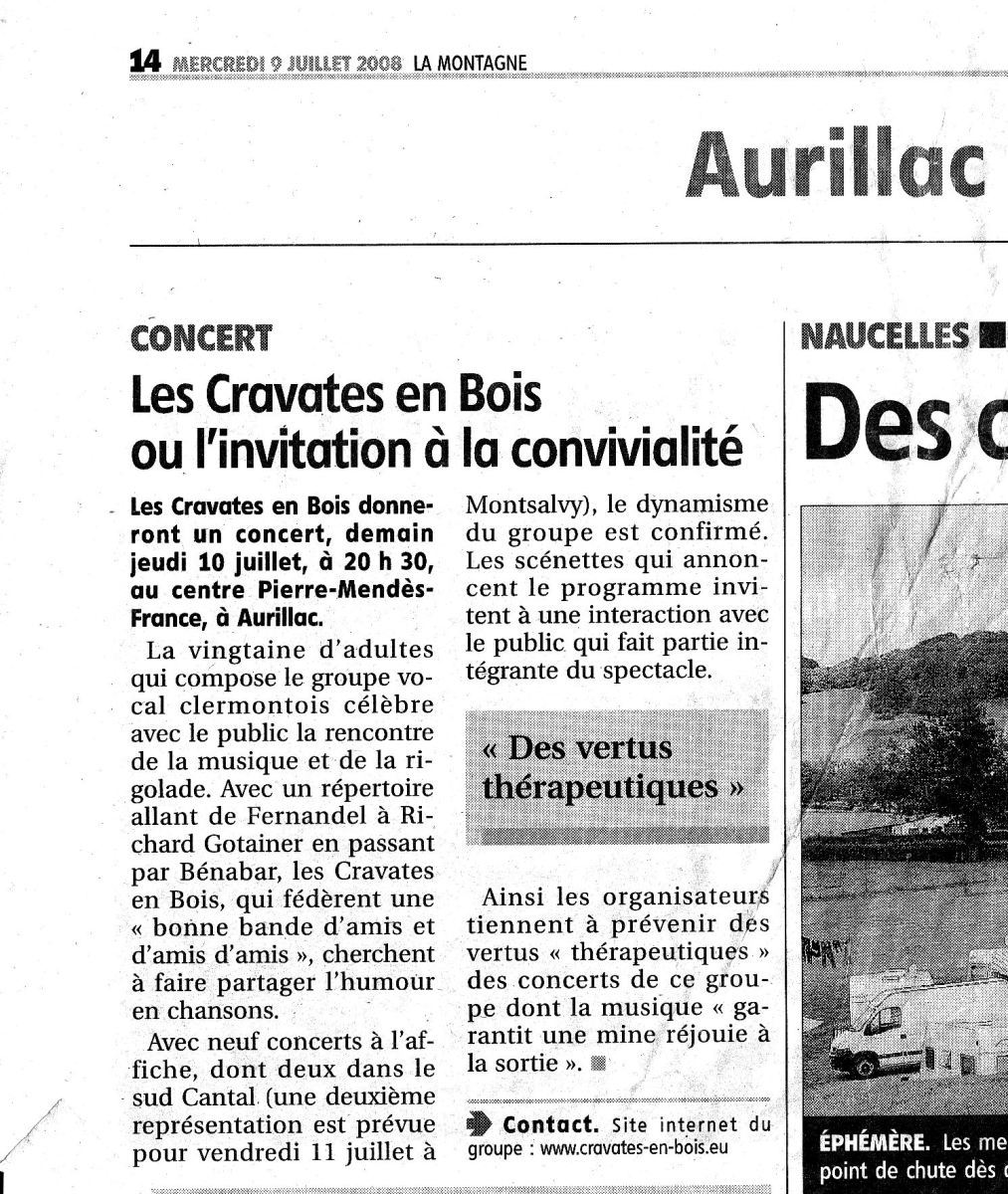 La Montagne - Compte-rendu Aurillac-9-7-2008